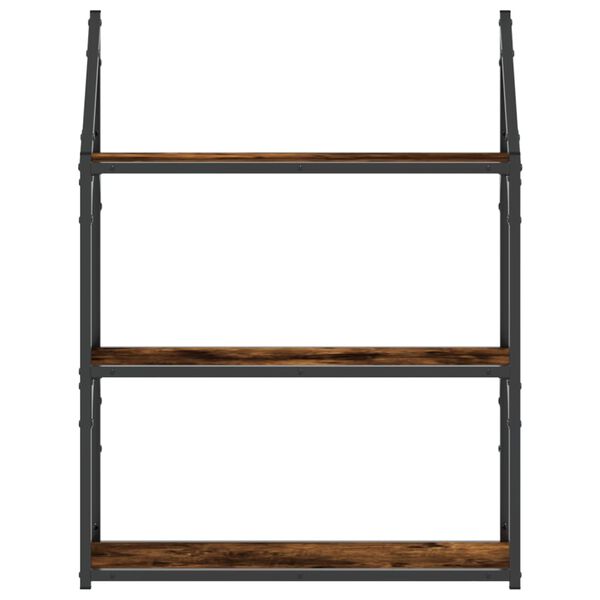 vidaXL 3-Tier Wall Shelf Smoked Oak 60x21x78.5 cm Engineered Wood
