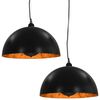 vidaXL Ceiling Lamp | Set of 2 | Black and Gold | Metal | Medium | Modern