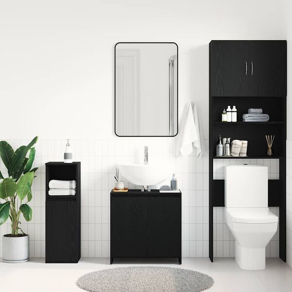 vidaXL Bathroom Cabinet Black Oak 60x33x61 cm Engineered Wood