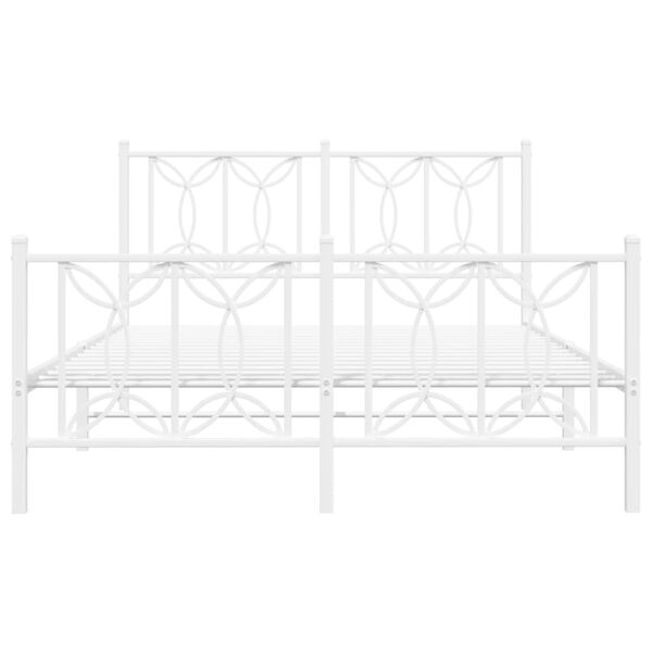 vidaXL Metal Bed Frame without Mattress with Footboard White 135x190cm