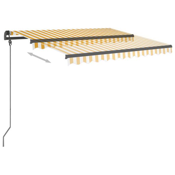 vidaXL Manual Retractable Awning with Posts 3x2.5 m Yellow and White
