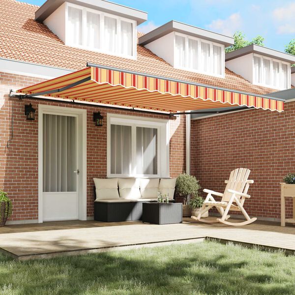vidaXL Retractable Awning Manual Yellow and Orange 400 x 300 cm