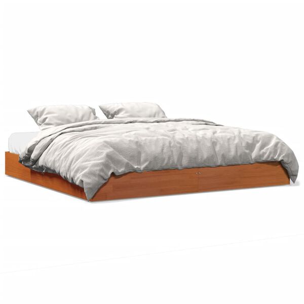 vidaXL Bed Frame without Mattress Wax Brown 180x200 cm Super King Solid Wood Pine