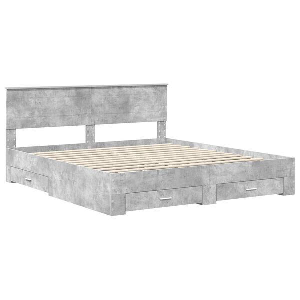 vidaXL Bed Frame Concrete Grey 200 x 200 cm Engineered Wood