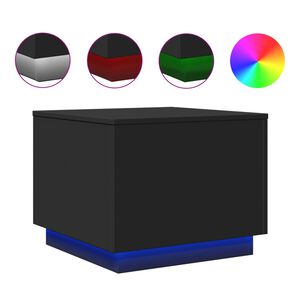 vidaXL Coffee Table with LED Lights Black 50x50x40 cm