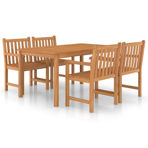 vidaXL 5 Piece Garden Dining Set 150x90 cm Solid Teak Wood