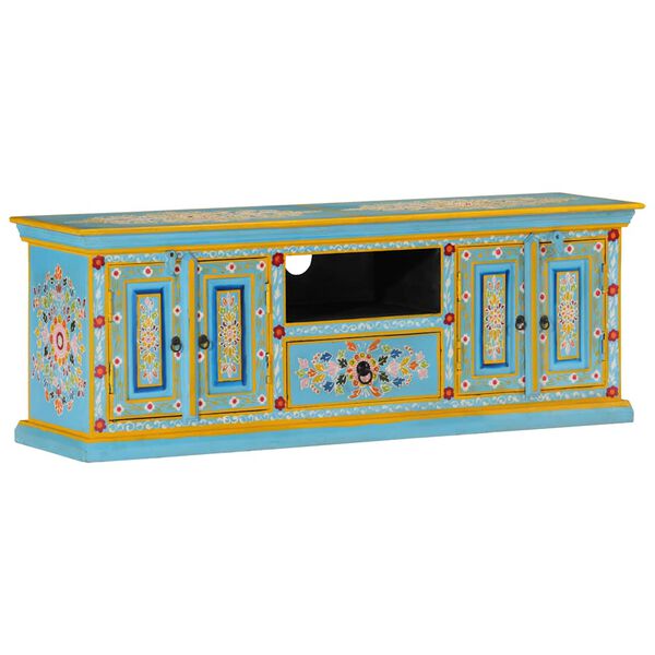 vidaXL TV Cabinet Blue 110x30x40 cm Solid Wood Mango