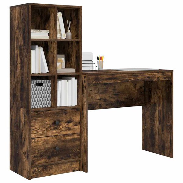 vidaXL Desk with Drawer 2 pcs Smoked Oak