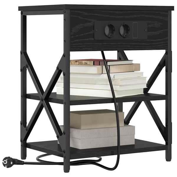 vidaXL Bedside Cabinet Black Oak 41 x 31 x 51 cm Engineered Wood