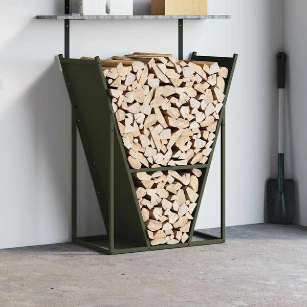 vidaXL Firewood Rack Olive Green 69.5x35x81 cm Cold-rolled steel