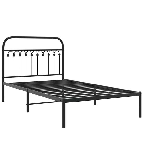 vidaXL Metal Bed Frame without Mattress with Headboard Black 107x203cm