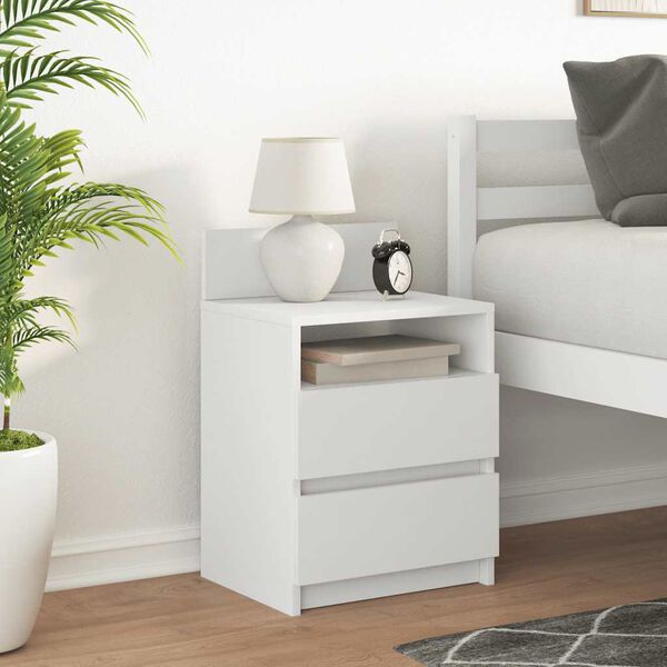 vidaXL Bedside Cabinet with 2 Drawers White 40x33x60 cm