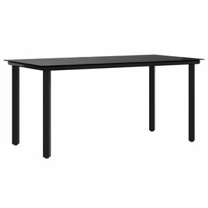 vidaXL Garden Dining Table Black 160x80x74cm Steel and Tempered Glass