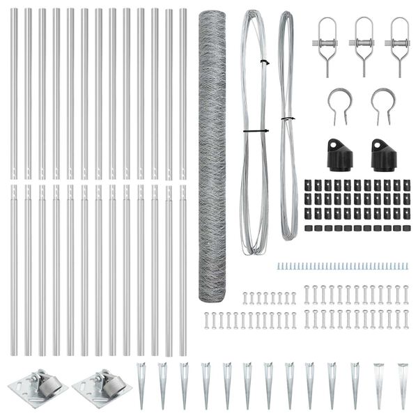vidaXL Fence Post Silver 25 x 1.6 m (50 mm mesh) Steel