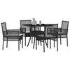 vidaXL Garden Dining Set 5 pcs Black Poly Rattan
