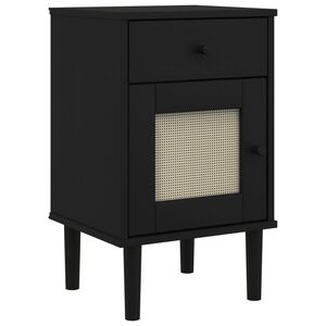 vidaXL Bedside Cabinet SENJA Rattan Look Black 40x35x65 cm Solid Wood Pine