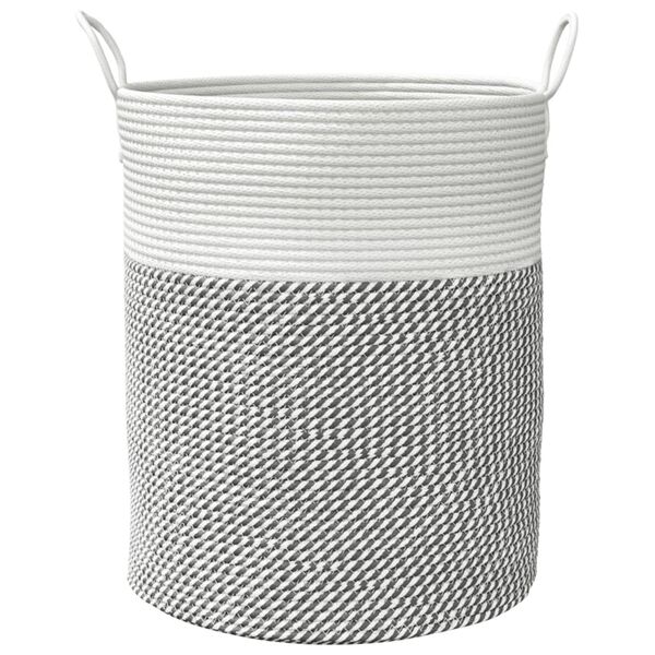 vidaXL Storage Basket Grey and White &Oslash;38x46 cm Cotton