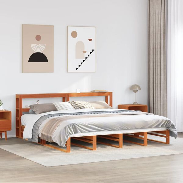 vidaXL Bed Frame without Mattress Wax Brown 200x200 cm Solid Wood Pine