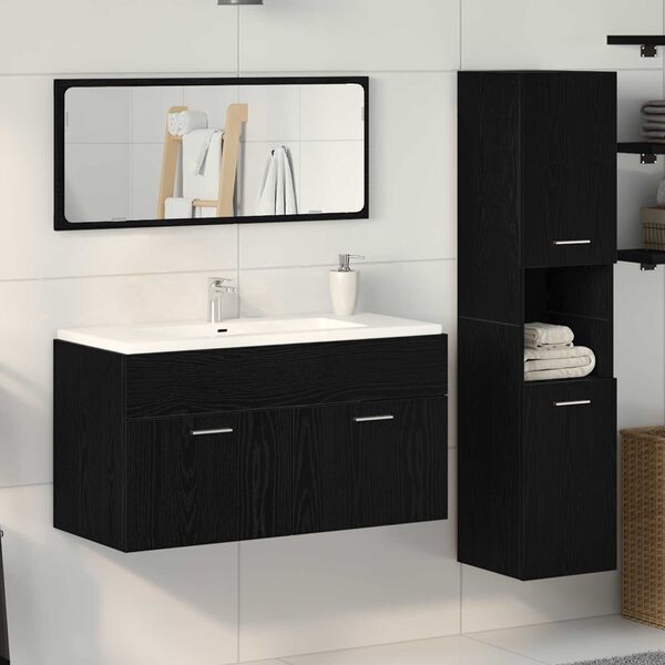 vidaXL Bathroom Furniture Set 3 pcs Black Oak 60 x 38.5 x 46 cm