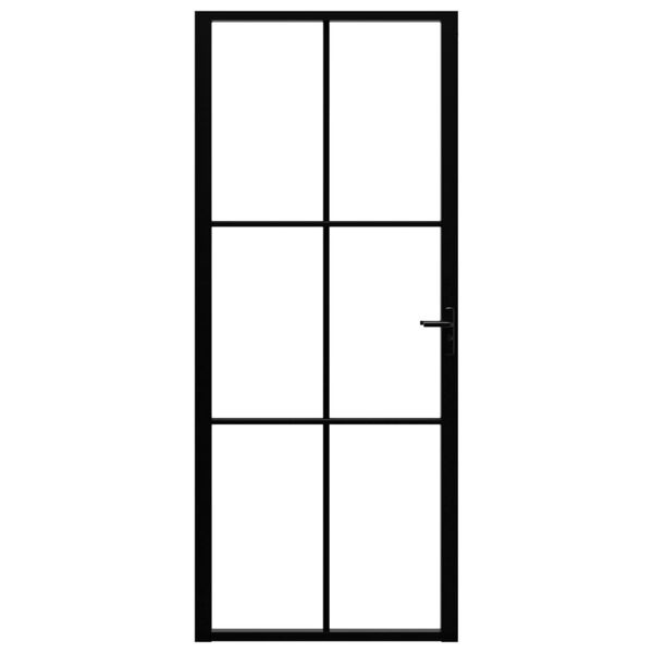 vidaXL Interior Door ESG Glass and Aluminium 83x201.5 cm Black