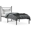 vidaXL Metal Bed Frame without Mattress with Headboard Black 75x190cm