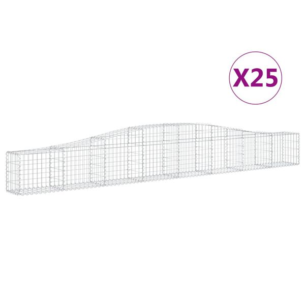 vidaXL Arched Gabion Baskets 25 pcs 400x30x40/60 cm Galvanised Iron