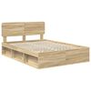 vidaXL Bed Frame with Headboard Sonoma 140 x 200 cm Solid Pine Wood