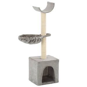 vidaXL Cat Tree | Grey | Particle board frame, soft plush, sisal rope | 105 cm