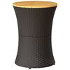 vidaXL Garden Side Table Drum Shape Black Poly Rattan and Solid Wood