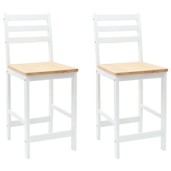 vidaXL Dining Chairs 2 pcs White 40 x 47.5 x 99.5 cm Solid Rubber Wood
