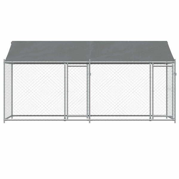 vidaXL Dog Cage with Roof and Doors Grey 4x2x2 m Galvanised Steel