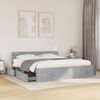 vidaXL Bed Frame with Headboard without Mattress Concrete Grey 180x200 cm Super King