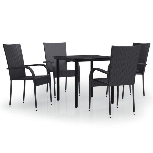 vidaXL 5 Piece Outdoor Dining Set Black