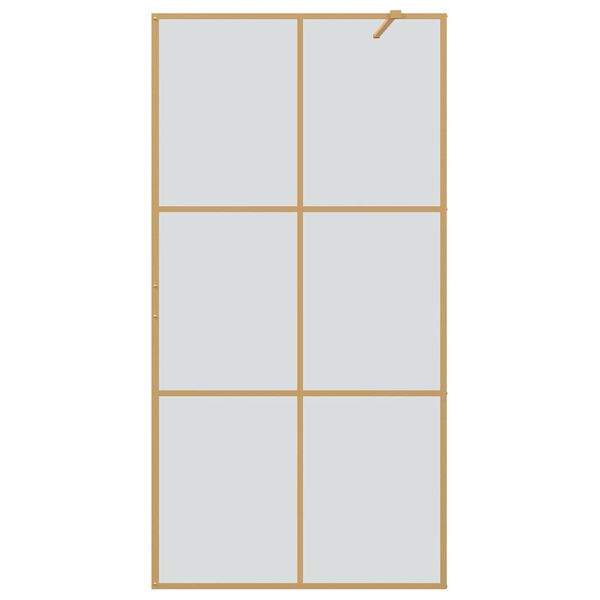 vidaXL Walk-in Shower Wall Gold 100 x 195 cm Tempered Glass