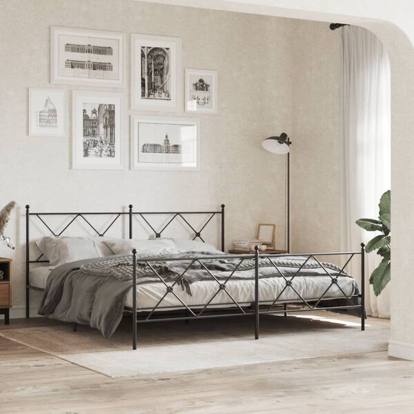 vidaXL Metal Replace Headboard Black 180cm