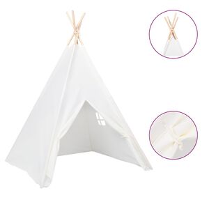 vidaXL Kids Tent | White | Peach Skin (100% polyester), Solid Pine Wood | Large
