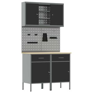 vidaXL Work Cabinet Set with Drawer with Shelf with Storage 8 pcs Grey