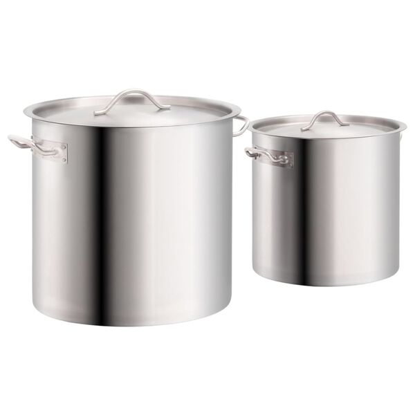 vidaXL 2 Piece Stock Pot Set 50/25 L Stainless Steel