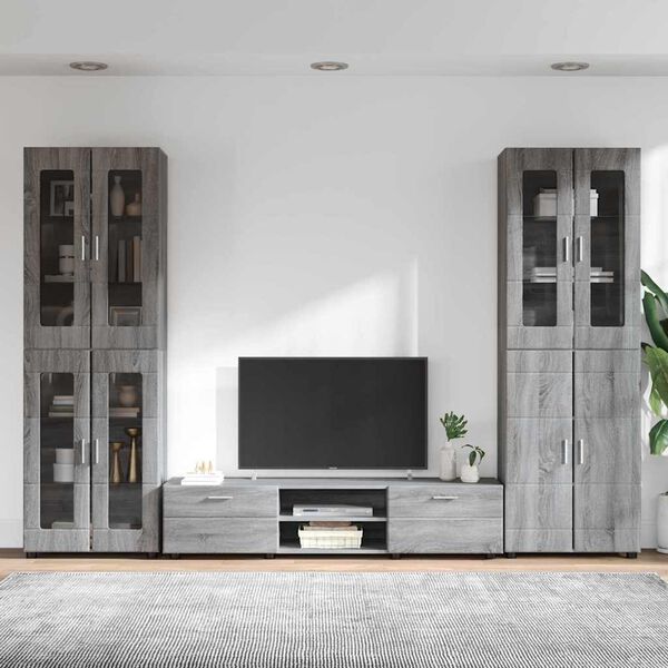 vidaXL TV Cabinet Set with Drawer FLORIN Grey Sonoma Engineered Wood