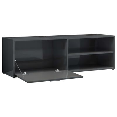 vidaXL TV Cabinet High Gloss Grey 120x34x37 cm Engineered Wood