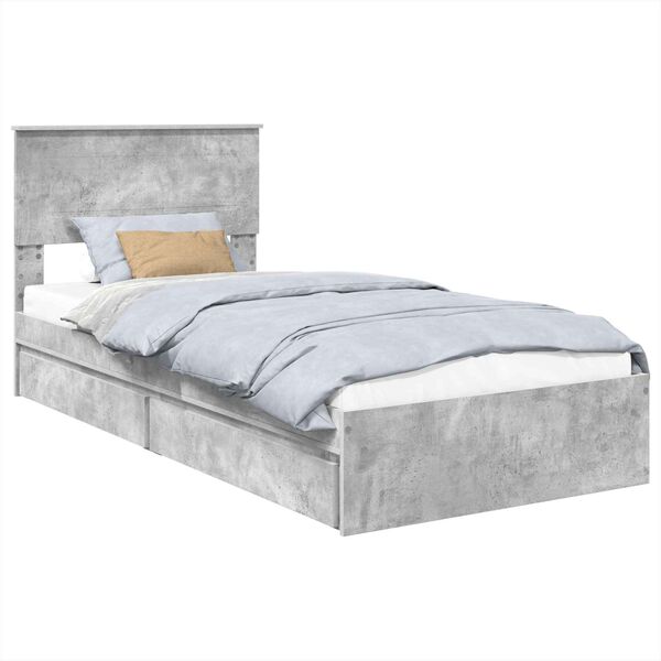 vidaXL Storage Bed Concrete Grey 75 x 190 cm Engineered Wood