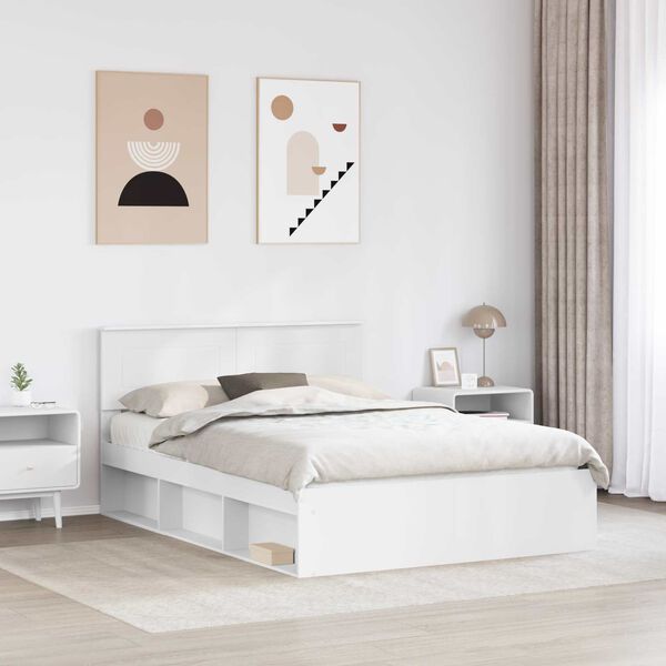 vidaXL Bed Frame with Headboard White 160 x 200 cm Engineered wood