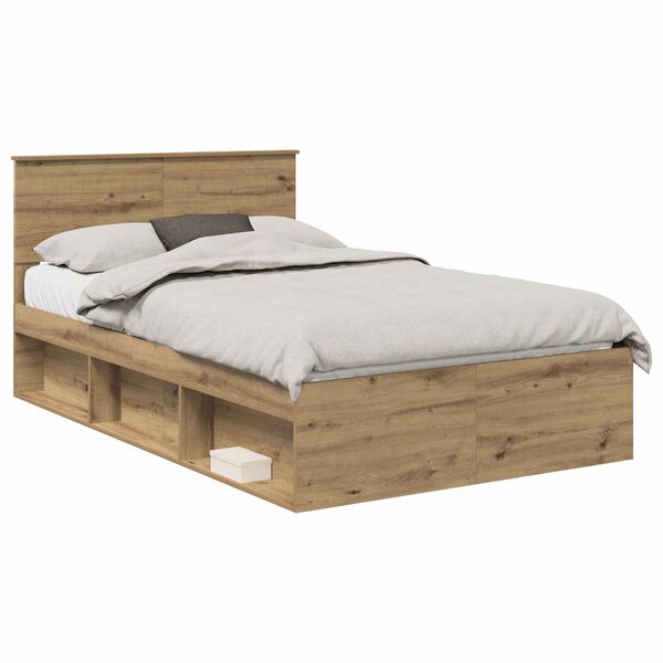 vidaXL Bed Frame Artisian Oak 120 x 200 cm Solid Pine Wood