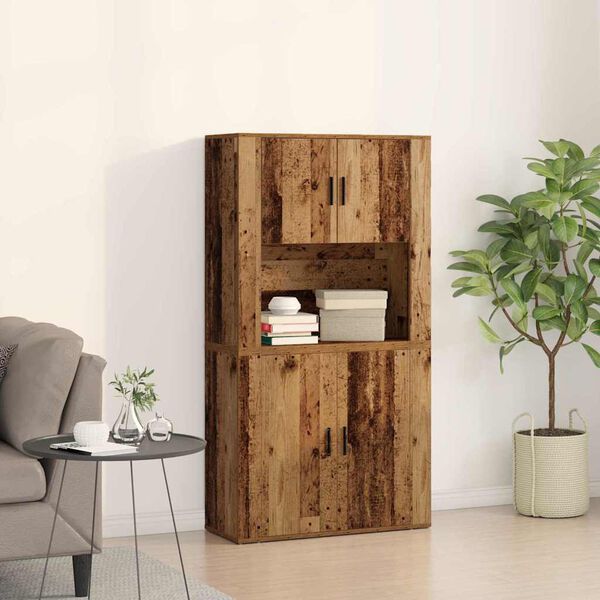 vidaXL Highboard Old Wood 80 x 33 x 150 cm Engineered Wood