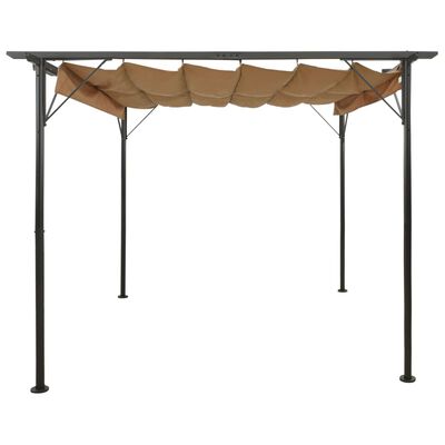 vidaXL Pergola with Retractable Roof Taupe 3x3 m Steel 180 g/m²