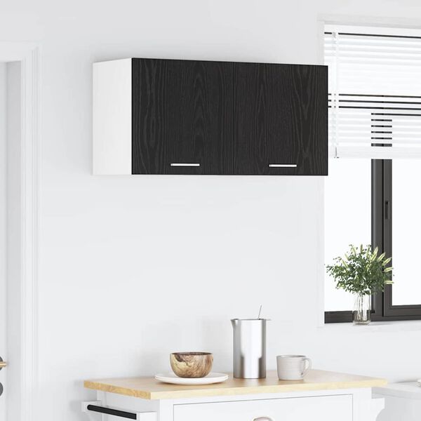 vidaXL Hanging Cabinet 2 pcs Black Oak and White 40 x 31 x 40 cm