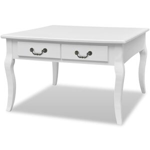 vidaXL Coffee Table | White | MDF and Pinewood | 80 cm x 80 cm x 50 cm