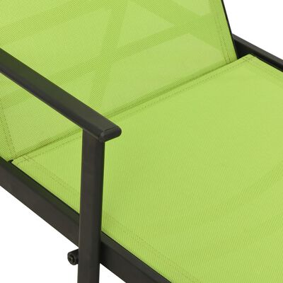 vidaXL Sun Lounger Steel and Textilene Fabric Green