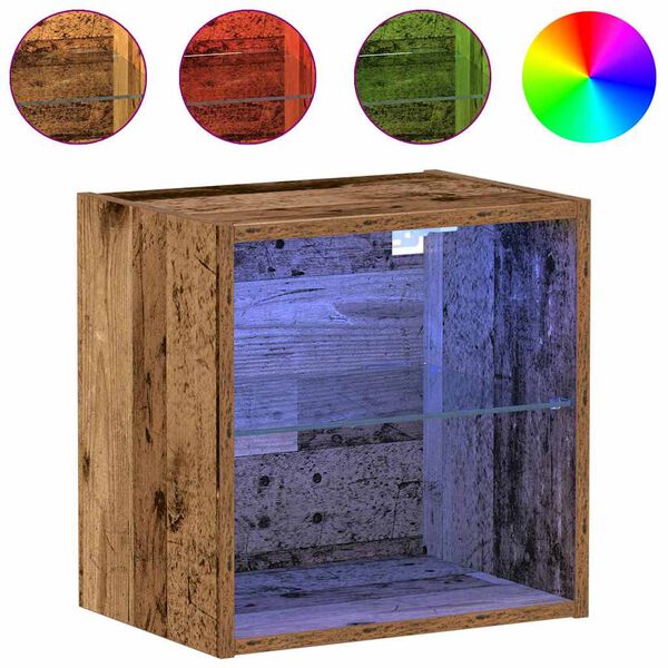 vidaXL Floating Shelf with LED Light 2 pcs Brown 40 x 28.5 x 40 cm