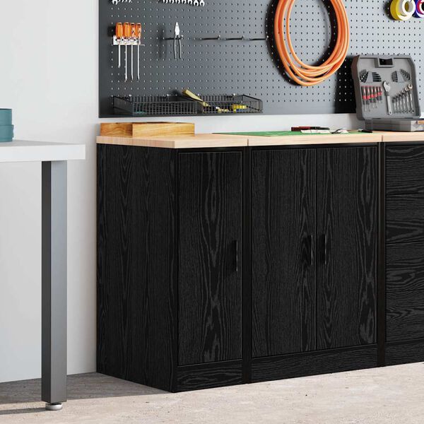 vidaXL Garage Storage Cabinet Black 30x51x85 cm Solid Wood Pine
